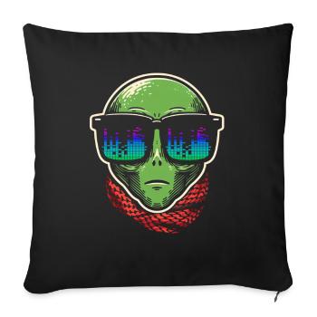 Alien Avec Lunettes De Soleil House Musique Rave DJ - Coussin et housse de 45 x 45 cm - noir - Devant