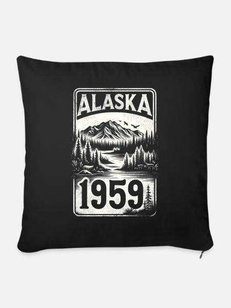 Alaska - Bundesstaat seit 1959 - Sofakissen mit Füllung 45 x 45 cm - Schwarz