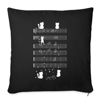 Cats playing with music note cat - Sofa pillow with filling 45cm x 45cm - black - Front