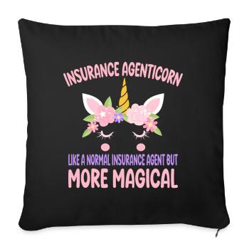 Agent d’assuranceicorne comme un agent d’assurance normal - Coussin et housse de 45 x 45 cm - noir - Devant