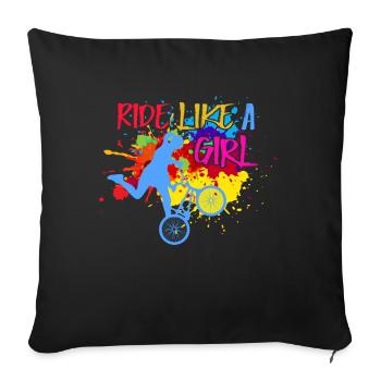 BMX Rider Fille Vélo Vélo Cascade Racing Enfants - Coussin et housse de 45 x 45 cm - noir - Devant