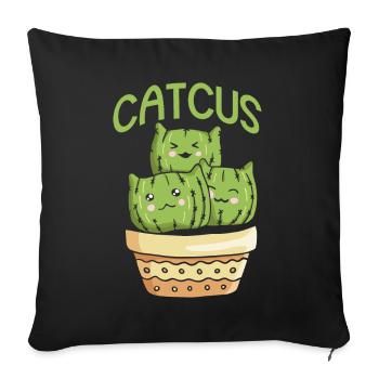 Cat Cactus Succulent Cactus Lover - Sofa pillow with filling 45cm x 45cm - black - Front