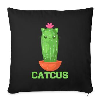 Cat Cactus Succulent Cactus Lover - Sofa pillow with filling 45cm x 45cm - black - Front
