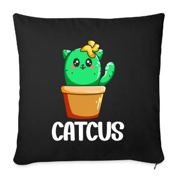 Cat Cactus Succulent Cactus Lover - Sofa pillow with filling 45cm x 45cm - black - Front