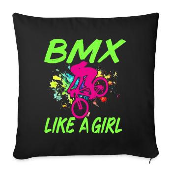 BMX Rider Fille Vélo Vélo Cascade Racing Enfants - Coussin et housse de 45 x 45 cm - noir - Devant