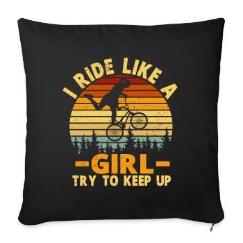 BMX Rider Fille Vélo Vélo Stunt Racing Enfants - Coussin et housse de 45 x 45 cm - noir - Devant
