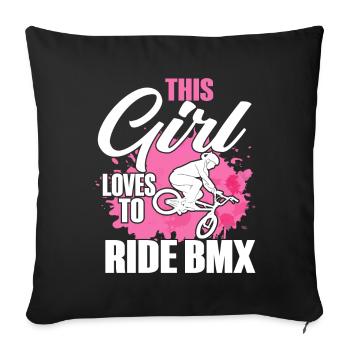 BMX Rider Fille Vélo Vélo Stunt Racing Enfants - Coussin et housse de 45 x 45 cm - noir - Devant