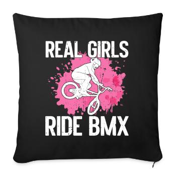 BMX Rider Fille Vélo Vélo Stunt Racing Enfants - Coussin et housse de 45 x 45 cm - noir - Devant