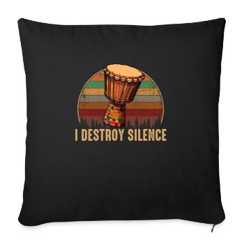 Djembé Tambours Africains - Coussin et housse de 45 x 45 cm - noir - Devant