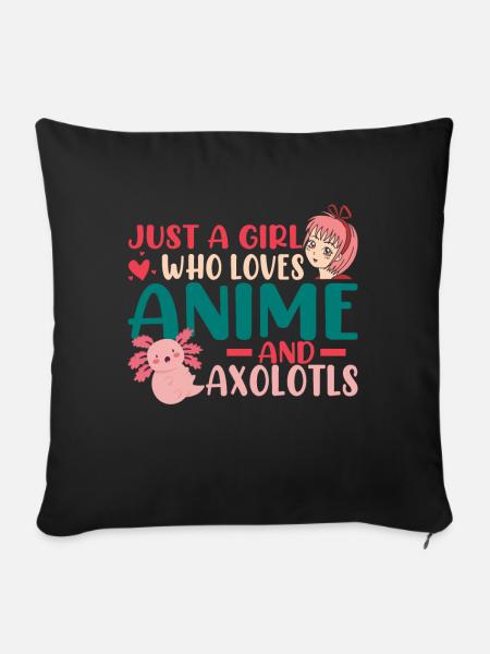 Anime Axolotls Süße Kawaii Teen Girls Kinder - Sofakissen mit Füllung 45 x 45 cm - Schwarz
