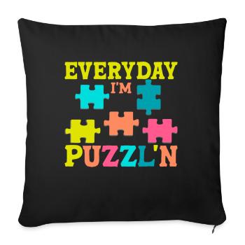 Jigsaw Puzzle Piece Puzzle Lover - Sofa pillow with filling 45cm x 45cm - black - Front