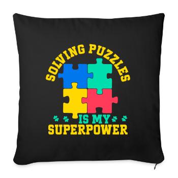 Jigsaw Puzzle Piece Puzzle Lover - Sofa pillow with filling 45cm x 45cm - black - Front