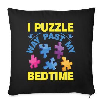 Jigsaw Puzzle Piece Puzzle Lover - Sofa pillow with filling 45cm x 45cm - black - Front