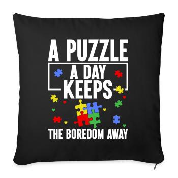 Puzzle Pièce Puzzle Amateur de Puzzle - Coussin et housse de 45 x 45 cm - noir - Devant