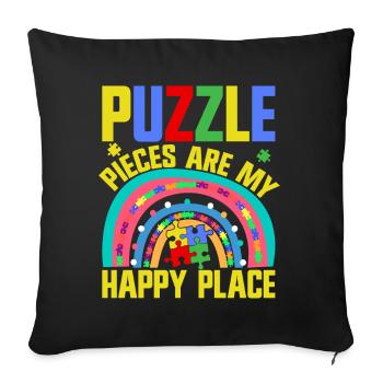 Puzzle Pièce Puzzle Amateur de Puzzle - Coussin et housse de 45 x 45 cm - noir - Devant
