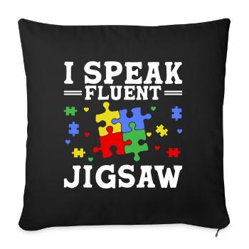 Jigsaw Puzzle Piece Puzzle Lover - Sofa pillow with filling 45cm x 45cm - black - Front