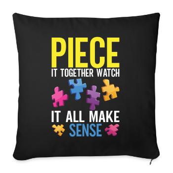 Jigsaw Puzzle Piece Puzzle Lover - Sofa pillow with filling 45cm x 45cm - black - Front