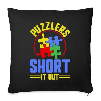 Jigsaw Puzzle Piece Puzzle Lover - Sofa pillow with filling 45cm x 45cm - black - Front