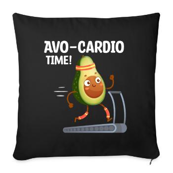 Avo-Cardio Lustiges Wortspiel Training Avocado - Sofakissen mit Füllung 45 x 45 cm - Schwarz - Vorne