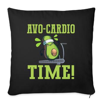 Avo-Cardio Lustiges Wortspiel Training Avocado - Sofakissen mit Füllung 45 x 45 cm - Schwarz - Vorne