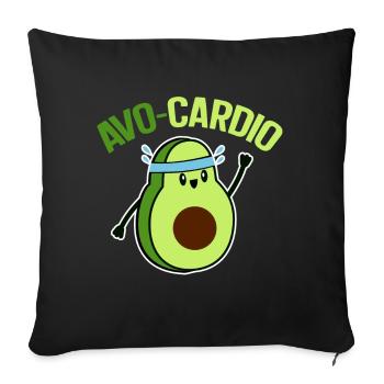 Avo-Cardio Funny Pun Workout Avocado - Sofa pillow with filling 45cm x 45cm - black - Front