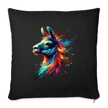 Alpaga Lama Amérique du Sud Coloré - Coussin et housse de 45 x 45 cm - noir - Devant