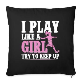 Soccer Girl Teen Soccer Lover Player - Sofa pillow with filling 45cm x 45cm - black - Front