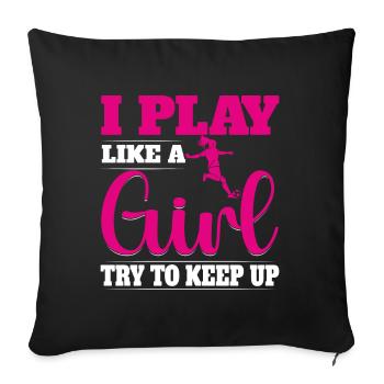 Soccer Girl Teen Soccer Lover Player - Coussin et housse de 45 x 45 cm - noir - Devant