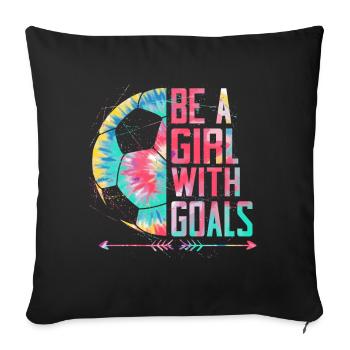 Soccer Girl Teen Soccer Lover Player - Sofa pillow with filling 45cm x 45cm - black - Front