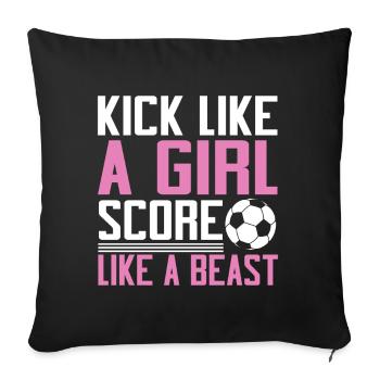Soccer Girl Teen Soccer Lover Player - Sofa pillow with filling 45cm x 45cm - black - Front