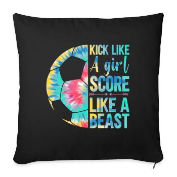 Soccer Girl Teen Soccer Lover Player - Sofa pillow with filling 45cm x 45cm - black - Front