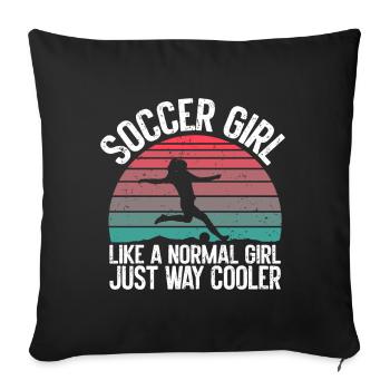 Soccer Girl Teen Soccer Lover Player - Sofa pillow with filling 45cm x 45cm - black - Front