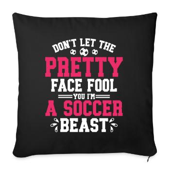 Soccer Girl Teen Soccer Lover Player - Sofa pillow with filling 45cm x 45cm - black - Front