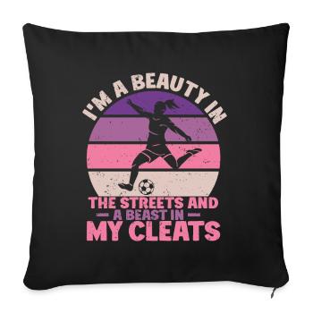 Soccer Girl Teen Soccer Lover Player - Sofa pillow with filling 45cm x 45cm - black - Front