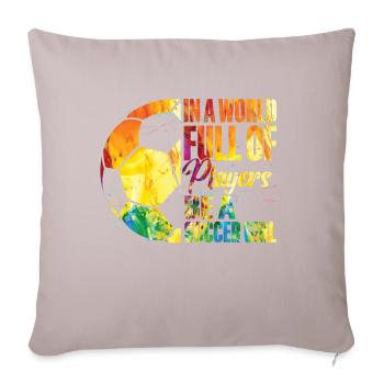 Fußballmädchen Teen Soccer Liebhaber Spieler - Sofakissen mit Füllung 45 x 45 cm - helles Taupe - Vorne