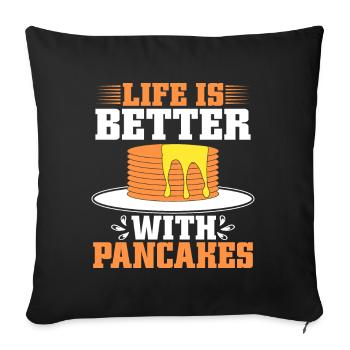 Pancake Breakfast Syrup Food Funny - Sofa pillow with filling 45cm x 45cm - black - Front