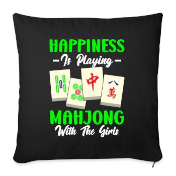 Mahjong Mah Jong Chinesisches Spiel Mah Jongg - Sofakissen mit Füllung 45 x 45 cm - Schwarz - Vorne