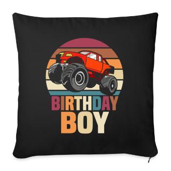 Birthday Kids Monster Truck Birthday Party - Sofa pillow with filling 45cm x 45cm - black - Front
