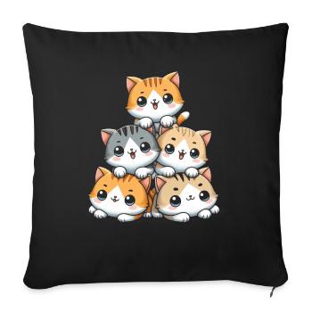 Stack of Kitty Cats Stack Kawaii Meowtain Anime - Sofa pillow with filling 45cm x 45cm - black - Front