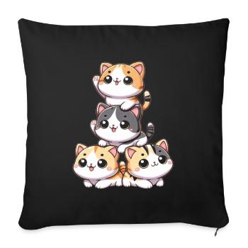 pile de chats chatons pile kawaii miaousson anime - Coussin et housse de 45 x 45 cm - noir - Devant
