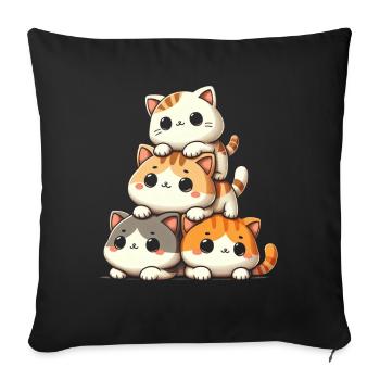 pile de chats chatons pile kawaii miaousson anime - Coussin et housse de 45 x 45 cm - noir - Devant