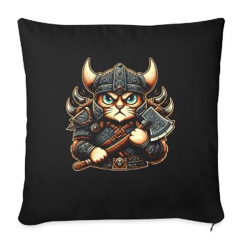 Casque de chat viking Nordic Cat Lover norvégien - Coussin et housse de 45 x 45 cm - noir - Devant