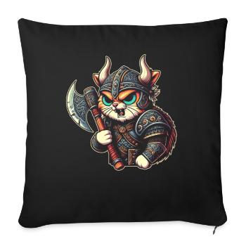 Casque de chat viking Nordic Cat Lover norvégien - Coussin et housse de 45 x 45 cm - noir - Devant