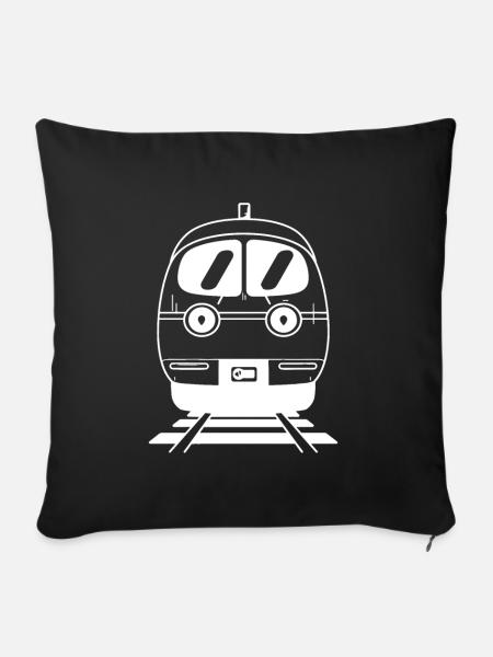 Eisenbahn Karikatur - Sofakissen mit Füllung 45 x 45 cm - Schwarz