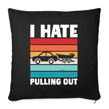 Funny boat boat captain pulling out - Sofa pillow with filling 45cm x 45cm - black - Front