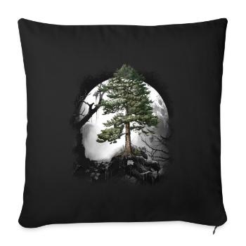Forêt Nature sauvage Conifères Forêt Arbre Pin Halloween Arbres - Coussin et housse de 45 x 45 cm - noir - Devant