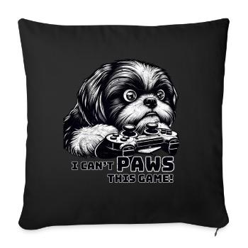 ShihTzu lover, computer game freak, gamers - Sofa pillow with filling 45cm x 45cm - black - Front