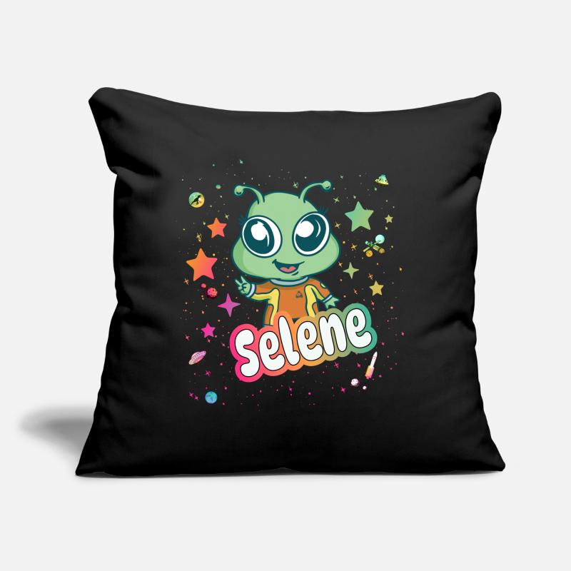 SELENE - Schöner Mädchen Name mit süßem Alien Sofakissen mit Füllung 45 x 45 cm