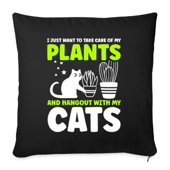 Plantes et chats Jardin Amoureux des plantes - Coussin et housse de 45 x 45 cm - noir - Devant