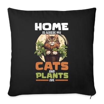 Plantes et chats Jardin Amoureux des plantes - Coussin et housse de 45 x 45 cm - noir - Devant